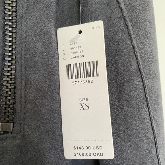 Anthropologie Blank NYC Faux-Suede Dark Gray Moto Jacket/Blazer Size XS NWT - Picture 15 of 16